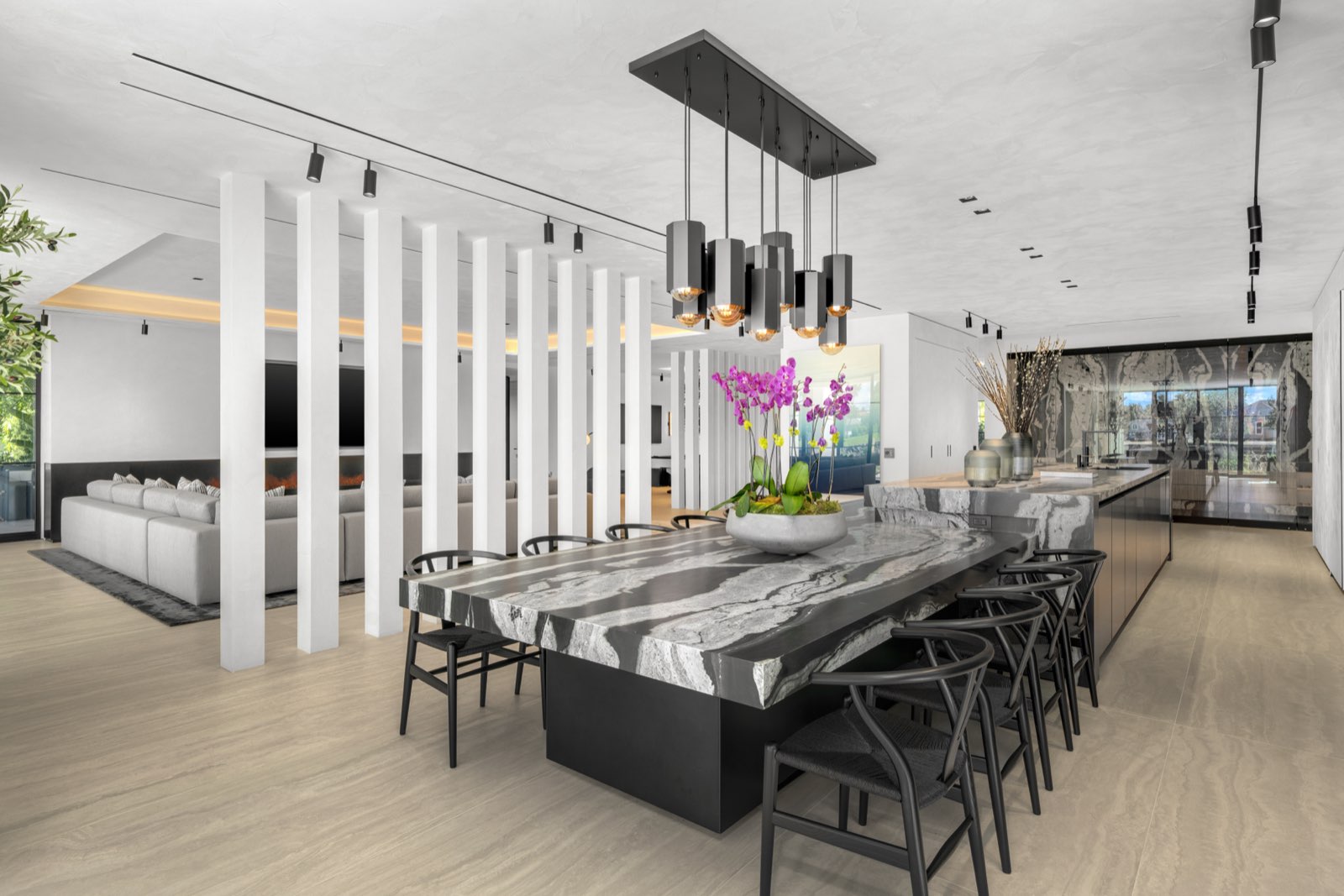 Boca Raton Spanish River — Kitchen island and family room