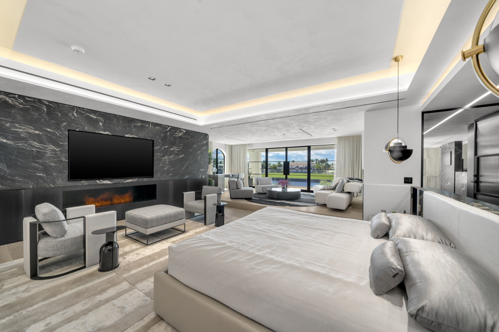 Boca Raton Spanish River — Master bedroom fireplace